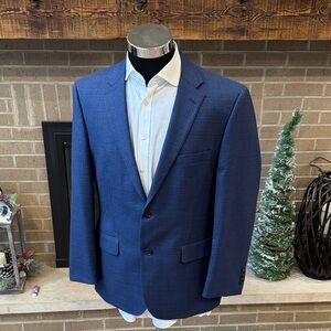 Jos. A. Bank mens 42R blue plaid traveller tailored for 2-button wool sport coat